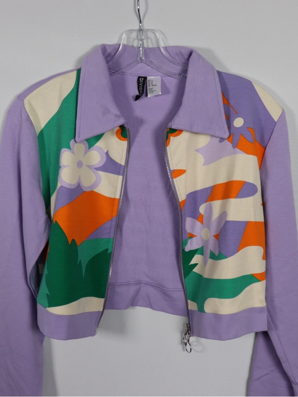 H&M Divided Cropped Zip Jacket Women’s Medium Floral Colorblock Y2K - Picture 6 of 7